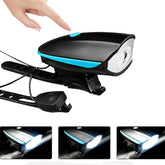 USB Bicycle Front Light Headlamp Night Light Torch With Bell Horn