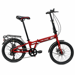 Volcano Folding Bike 20 Inch – Lightweight Steel Frame, 7-Speed Gears, Disc Brakes, Rear Rack