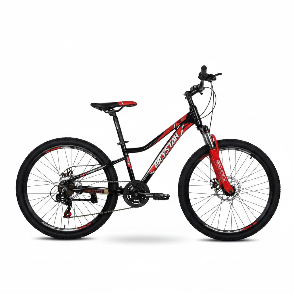 Bicystar Mountain Bike | 7 Speed 24 Inch Steel Frame
