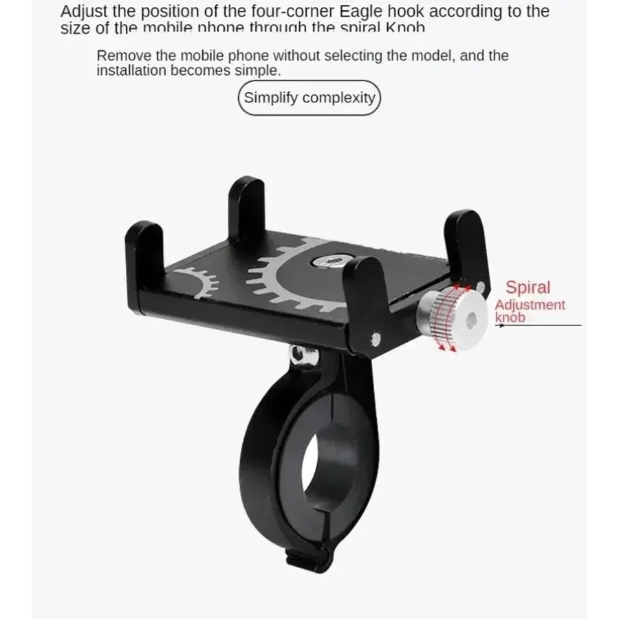 Universal Bicycle Phone Holder Mount - Metal GPS Riding Stand Bracket for MTB Motorcycle Bike Moto Handlebar with Anti-Slip Clip