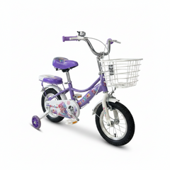 Bicystar Girls Bicycle 12 Inch with Basket & Training Wheels – Purple