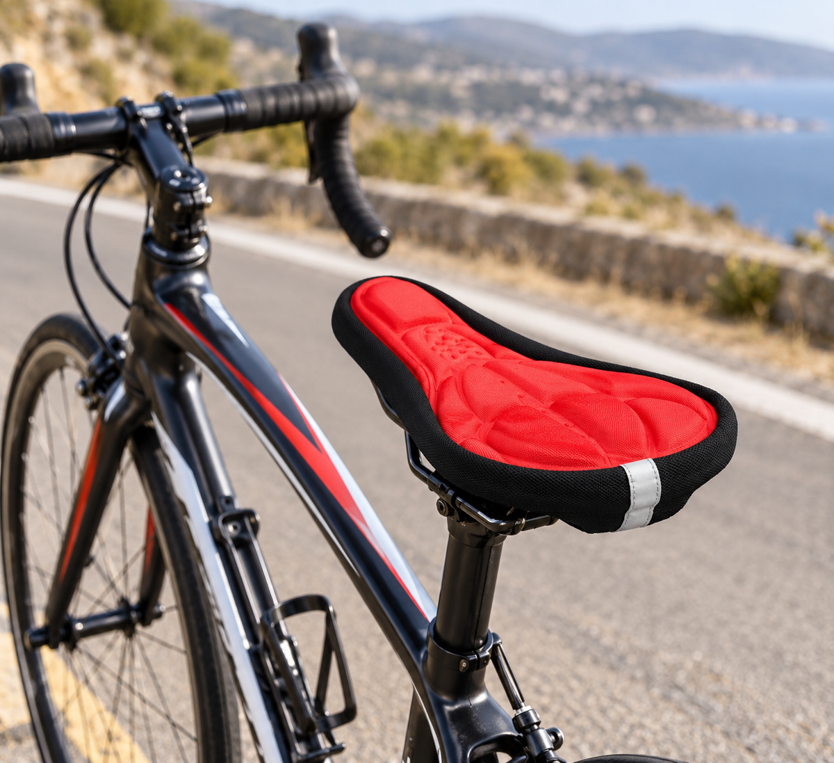 Padded Road Bike Saddle Cover – Slim Racing Seat Cushion For Road & Hybrid bikes