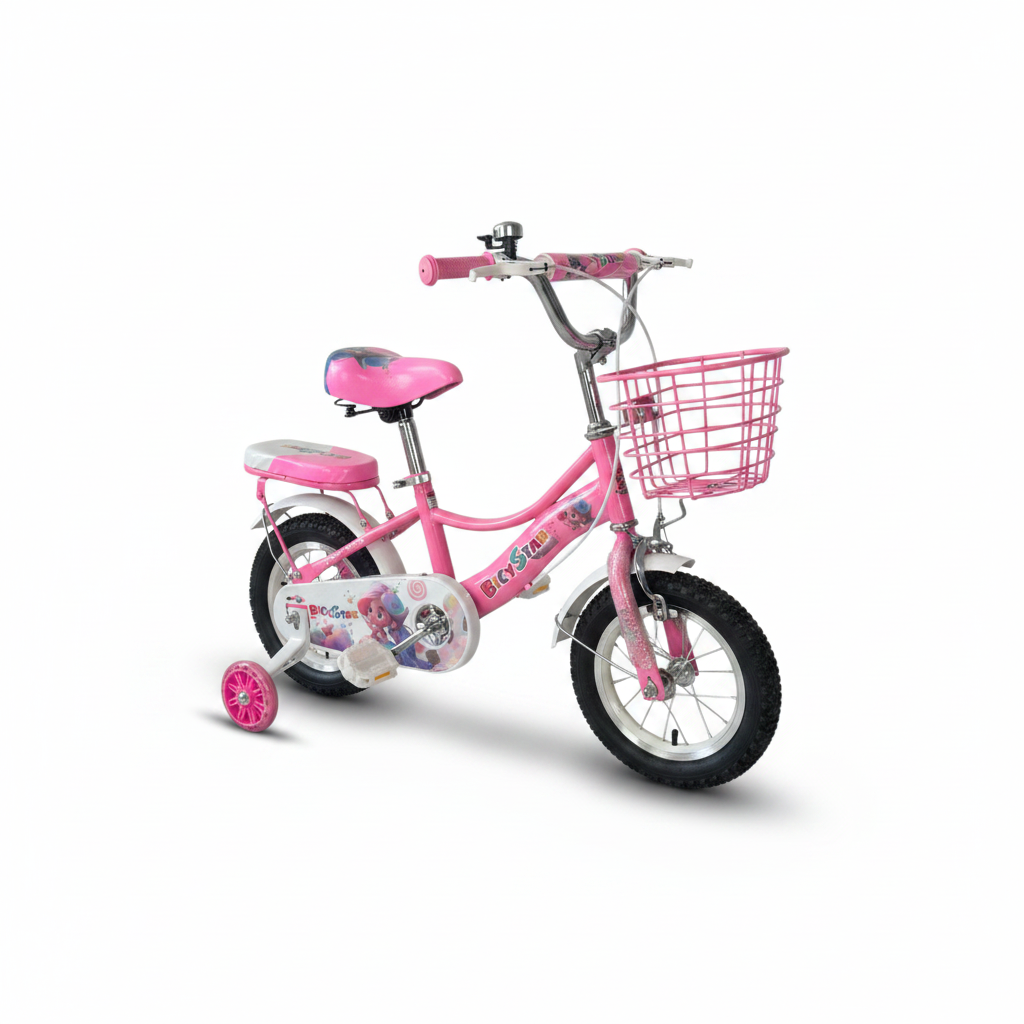 Bicystar Girls Bicycle 12 Inch with Basket & Training Wheels – Purple