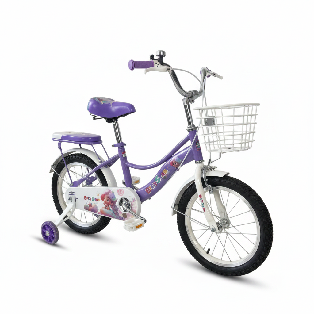 Bicycstar Girls Bicycle 16 Inch with Basket & Training Wheels