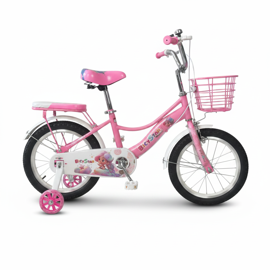 Bicycstar Girls Bicycle 16 Inch with Basket & Training Wheels