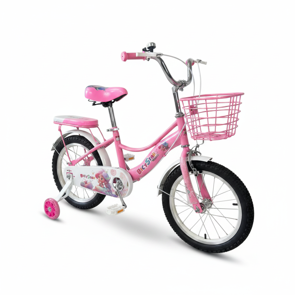Bicycstar Girls Bicycle 16 Inch with Basket & Training Wheels