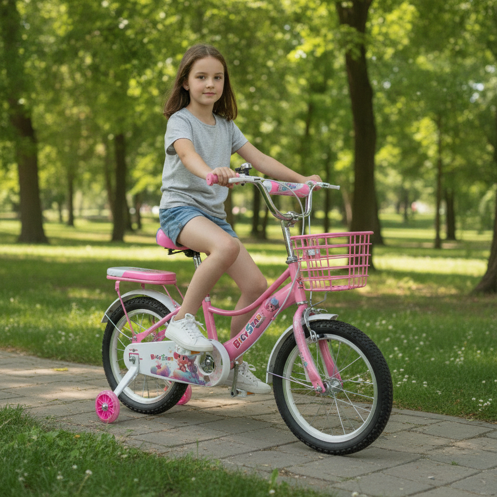 Bicycstar Girls Bicycle 16 Inch with Basket & Training Wheels