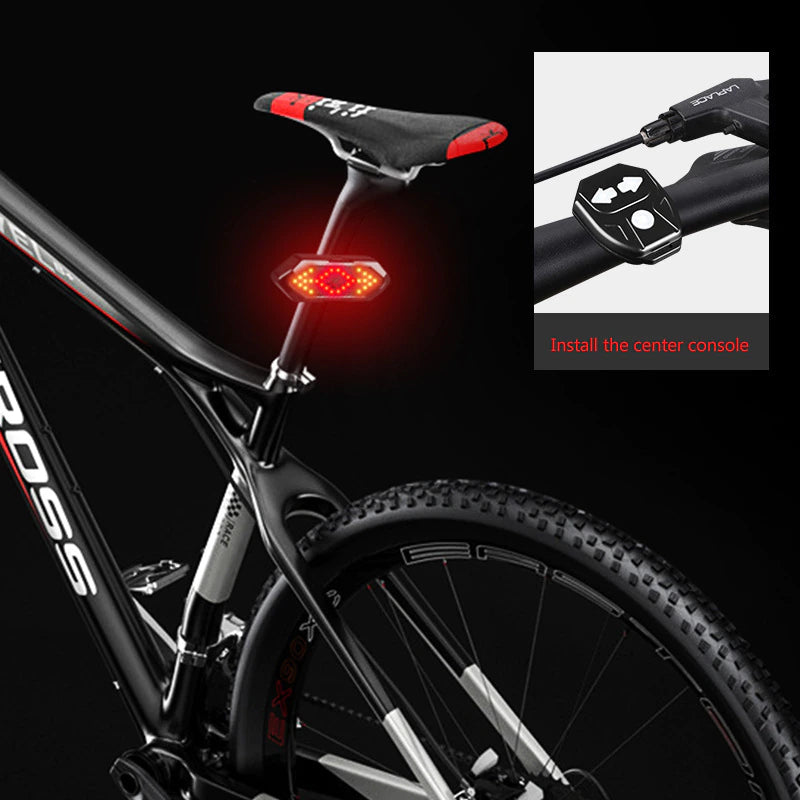 Bicycle Tail Light USB Wireless Remote Control Turn Signal Warning Lamp + Horn